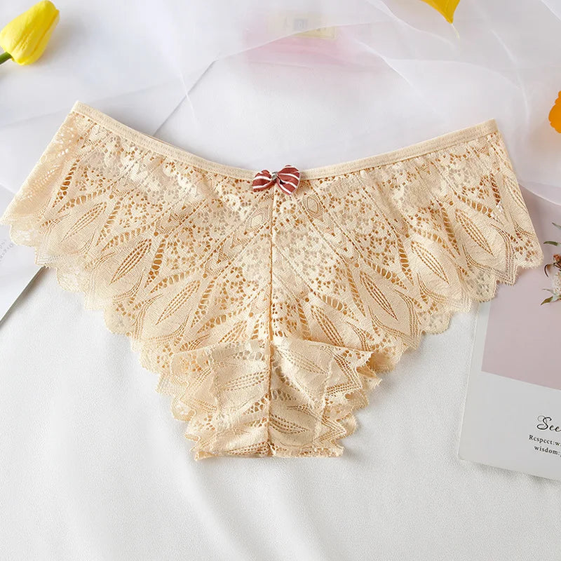 New Panties Women Lace Underwear Sexy Low-Waist Briefs Hollow Out G String Underpant Solid Comfortable Female Lingerie