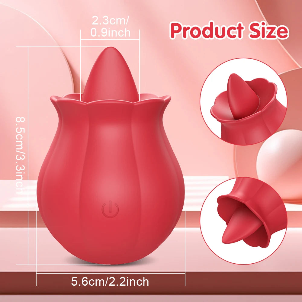 Rose Vibrator 10 Tongue Licking Flower G-Spot Vibrator for Women Adult Game Clit Nipples Penis Anal Stimulator Licking Device 18