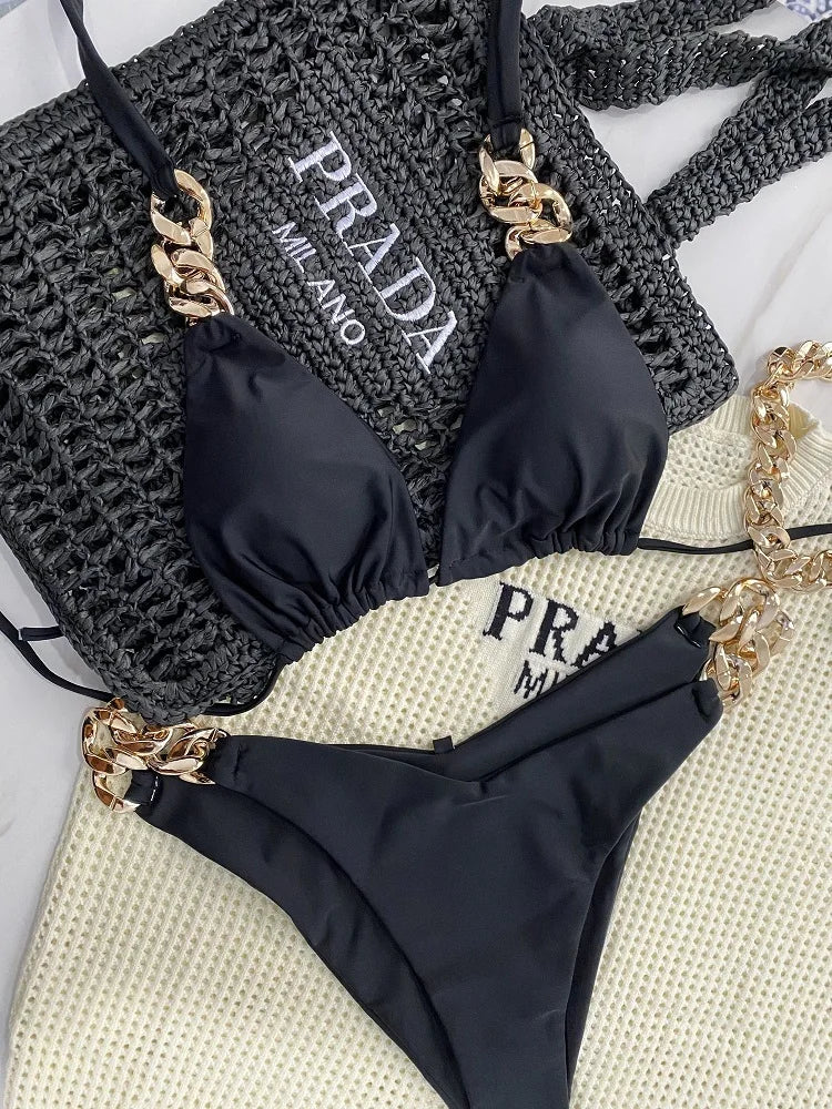 RUOTONGSEPT New Sexy Bikini 2023 Triangle Bathing Suit for Women Brazilian Bikini Set 2-piece Halter Swimwear Push Up Swimsuit