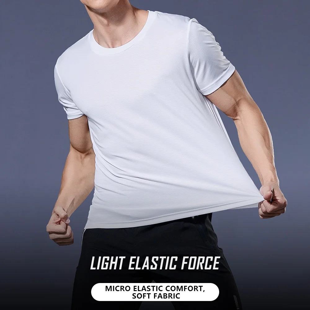 Men's Quick Dry Short Sleeve Gym Running Moisture Wicking Crew Neck T-Shirt Training Exercise Gym Sport Shirt Tops Lightweight