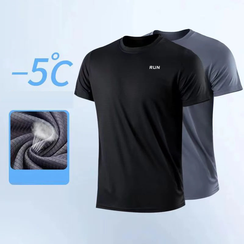 Men's Quick Dry Short Sleeve Gym Running Moisture Wicking Crew Neck T-Shirt Training Exercise Gym Sport Shirt Tops Lightweight