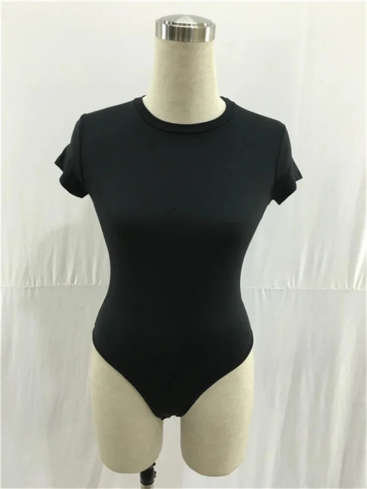 Polyester Fiber Short Sleeve Bodysuit Blouse One-Piece Suit Women's T-shirt Chinese Origin Fashionable Comfortable Fit Bodysuit