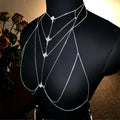 Ladies' Luxurious Body Chain, Diamond-Shaped with Square Rhinestones, Accentuating the Collarbone, Versatile and Fashionable Style