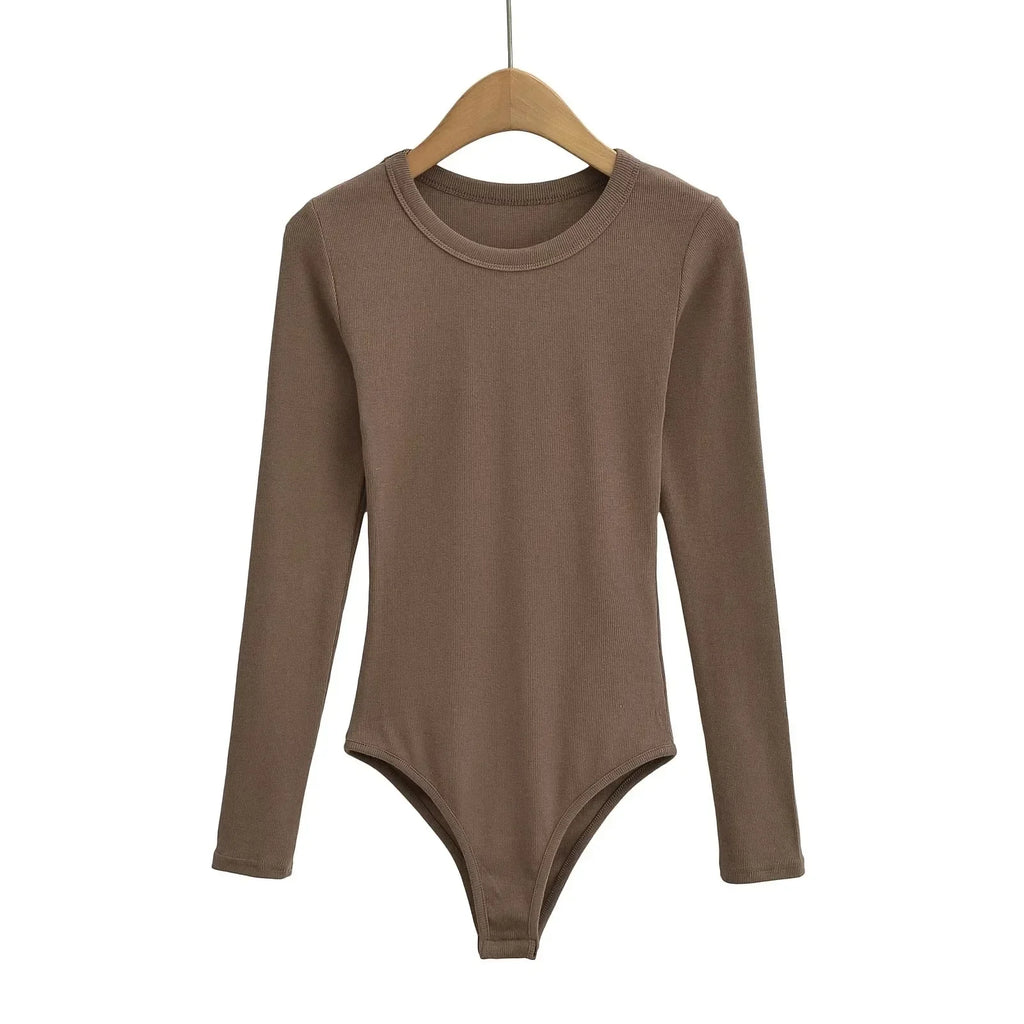 Basic round Neck Long Sleeve Onesie Hot Sale Of The Season New Style Versatile Slim Fit High Elasticity Ribbed T-Shirt Base Laye