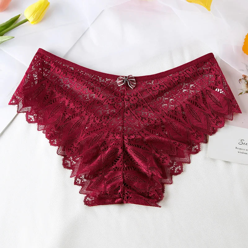 New Panties Women Lace Underwear Sexy Low-Waist Briefs Hollow Out G String Underpant Solid Comfortable Female Lingerie