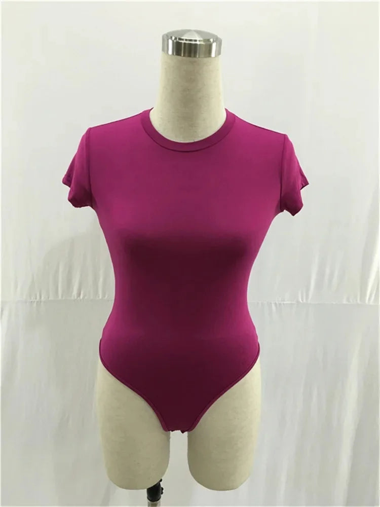 Polyester Fiber Short Sleeve Bodysuit Blouse One-Piece Suit Women's T-shirt Chinese Origin Fashionable Comfortable Fit Bodysuit