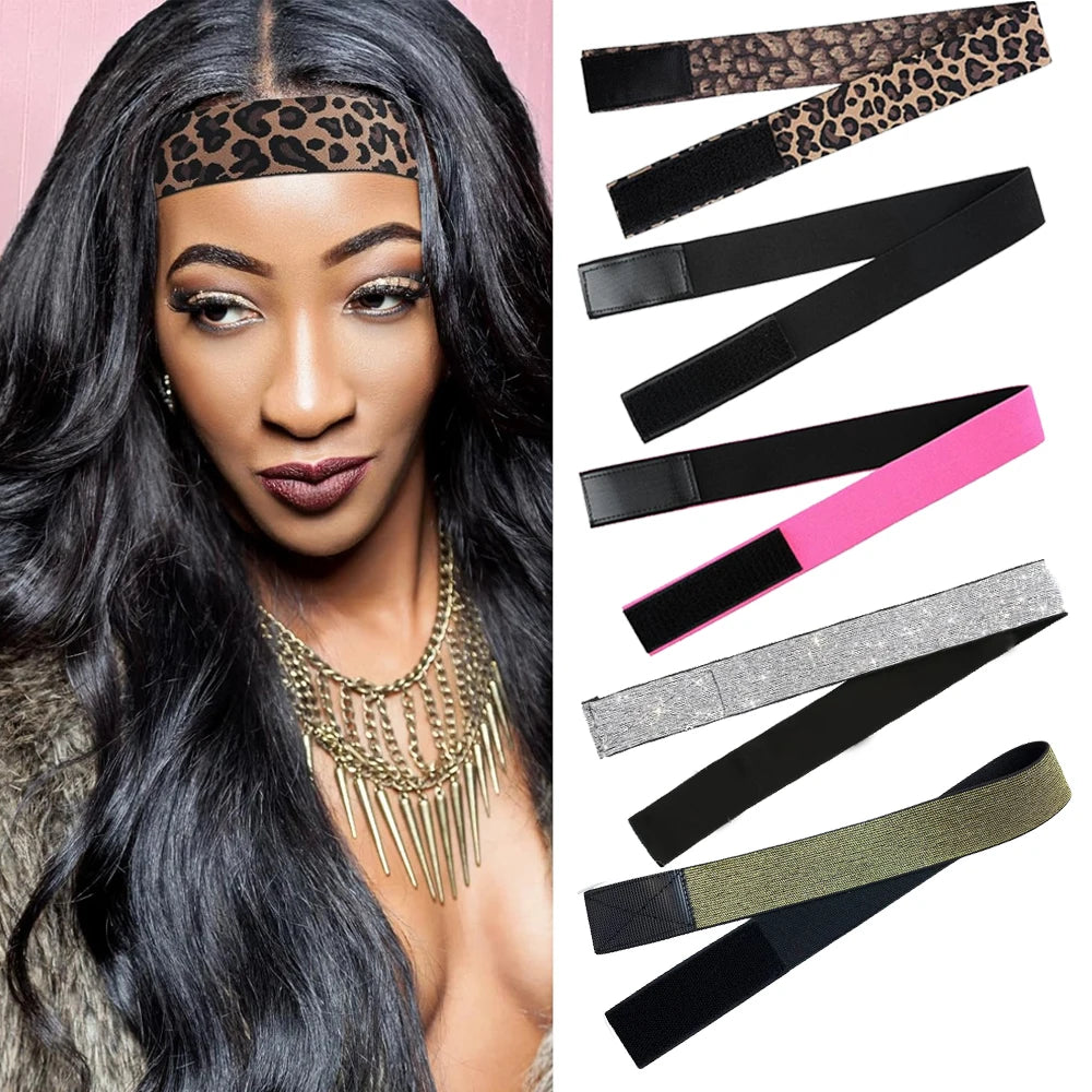 Elastic Wig Bands Adjustable Lace Melting Band with lace headband for laying hairline edges, used to maintain wig grip