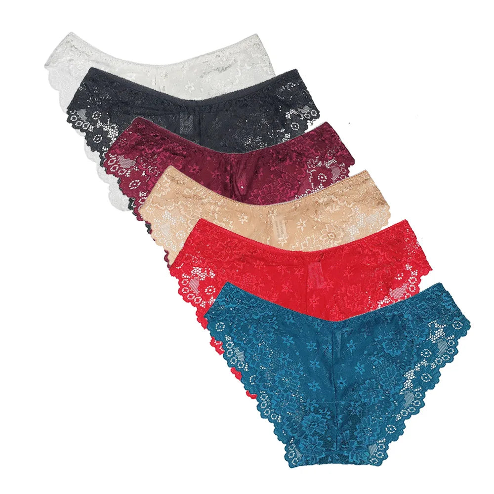 5 PCS/Set Mesh Briefs M-2XL Lace Panties Sexy Transparent Underwear Low Rise Panties Girls Intimates Lingeri