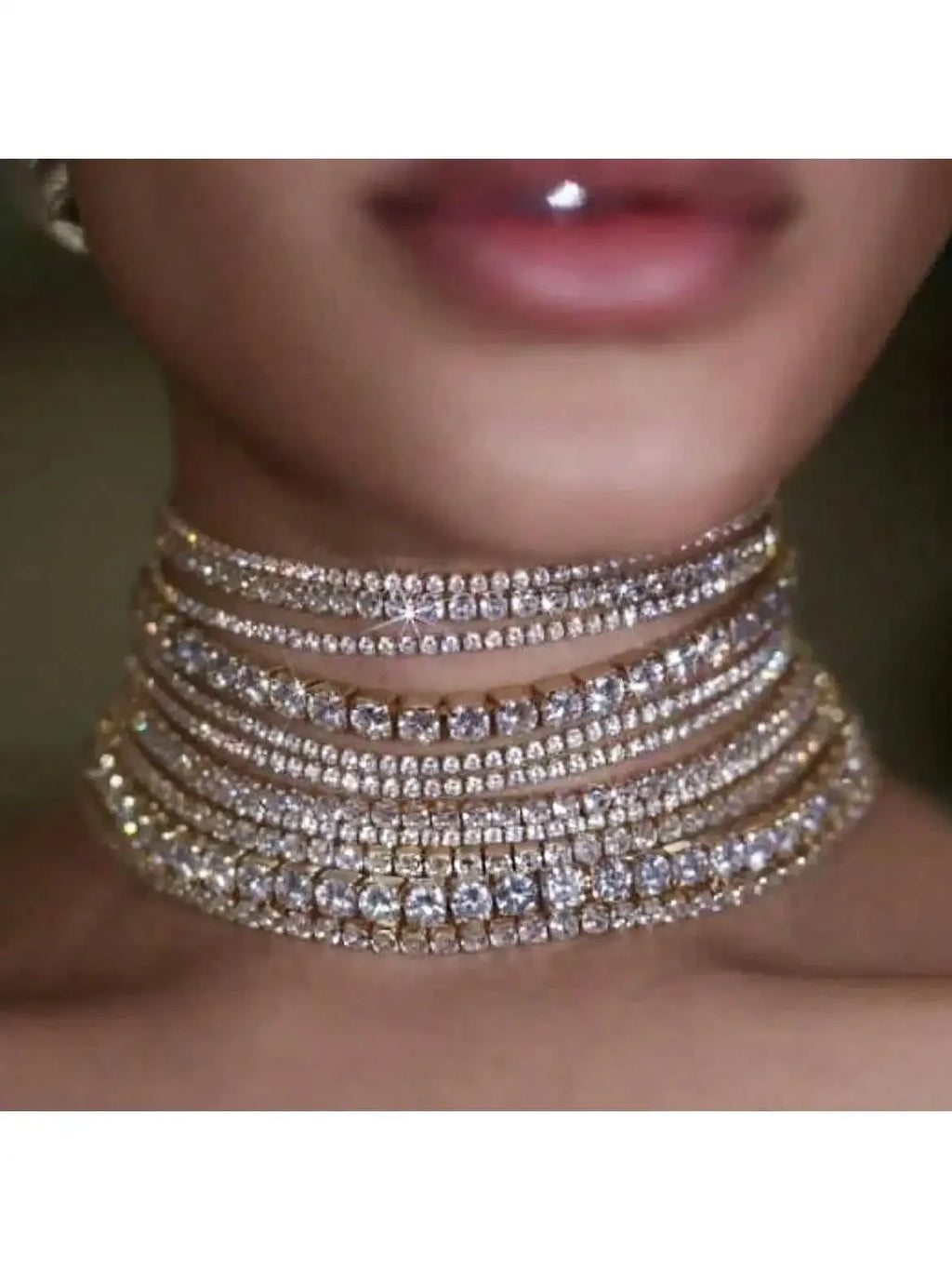 CUIER Fashionable Multi Layered Shiny Choker Necklace Jewelry Necklaces For Women Wedding Rhinestone Collar