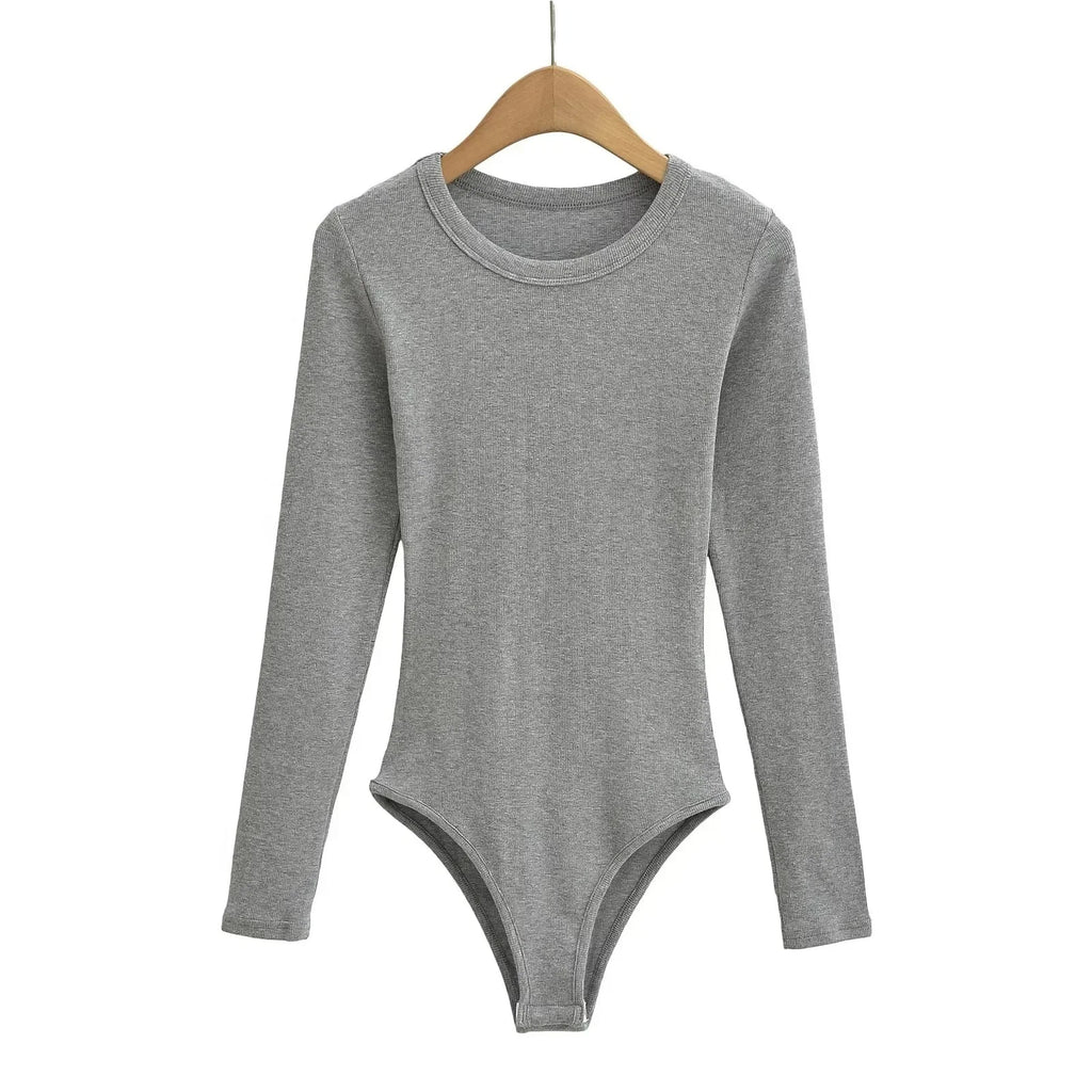 Basic round Neck Long Sleeve Onesie Hot Sale Of The Season New Style Versatile Slim Fit High Elasticity Ribbed T-Shirt Base Laye