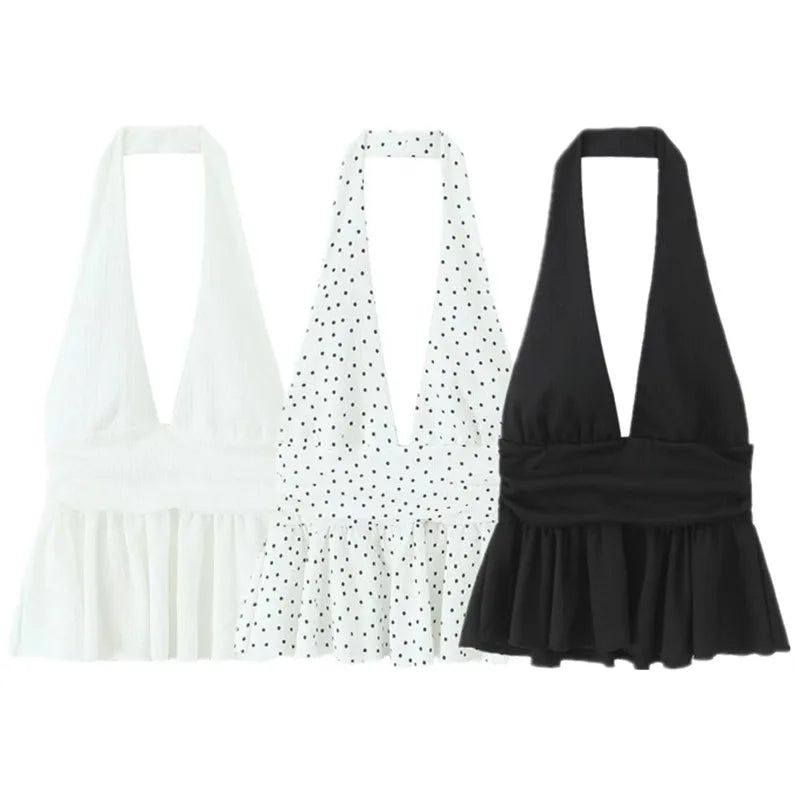 Women's Casual Neck Hanging Decoration Layered Light Mature Style Top New Summer 2025 Short Length Short Sleeve Vest