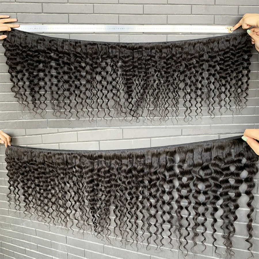 15A Raw Indian Hair Bundles Deal Deep Wave Bundle Kinky Curly Human Hair Extensions Loose Deep Wave Water Wave For Black Women