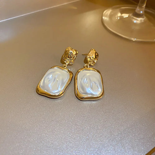 Adolph Trending Baroque Pearl Square Drop Earrings Fashion Boucle d'oreille Jewelry for Women Party Wedding Female Gifts 2023