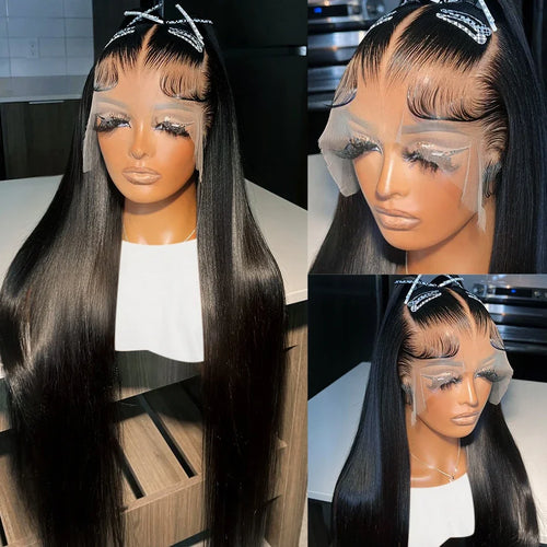 40 Inch 13x6 Hd Straight Lace Frontal Wigs Transparent 100% Brazilian Lace Front Human Hair Wig For Women 360 Full Lace Wig