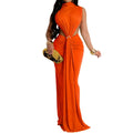 Women's Party Dress Sleeveless Sexy Side Slit Evening Dress Fashion Hollow Out Summer Dresses 2025 Long Formal Prom Dresses XS31