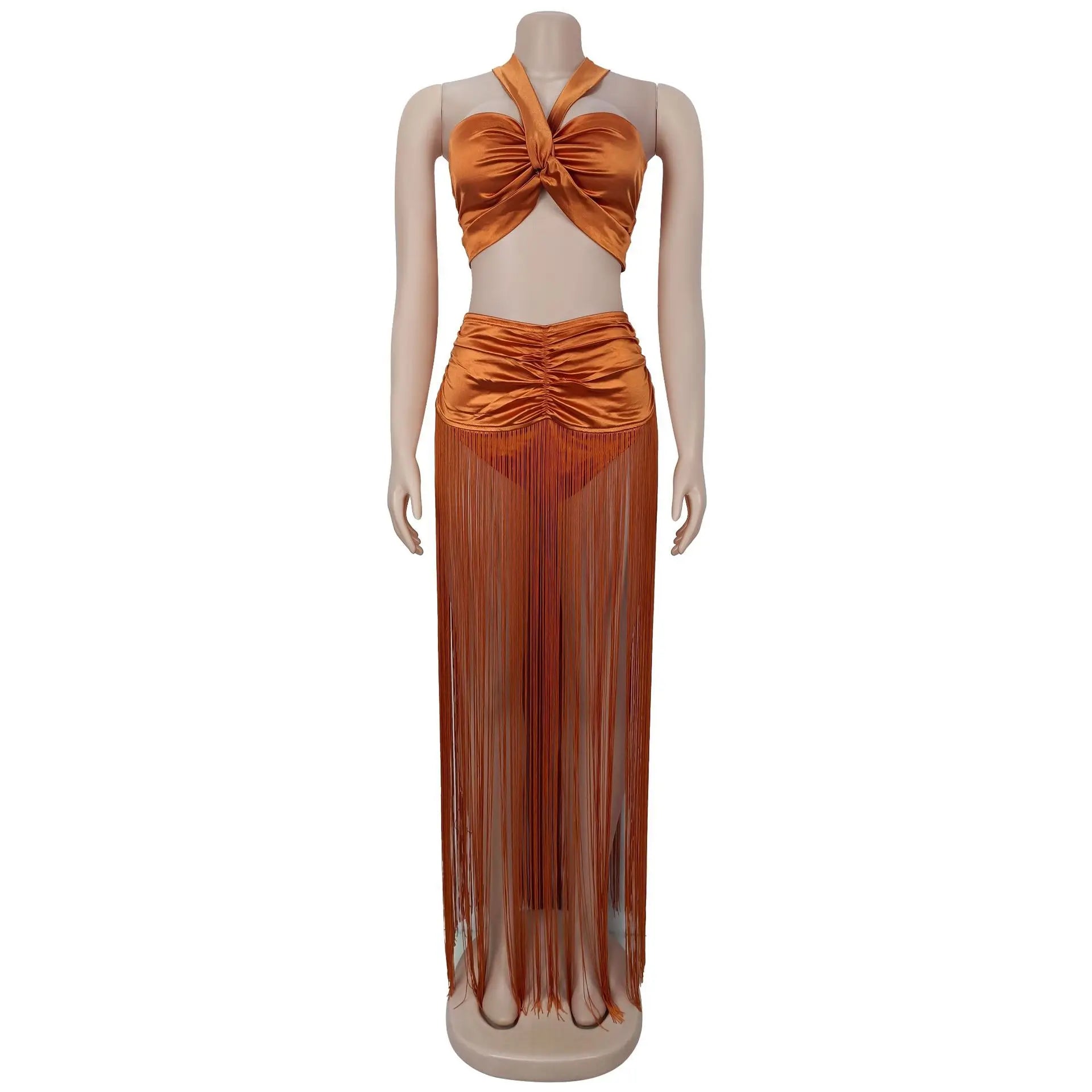 2 Piece set Womens Long Dresses Woman Clothes Bodycon Summer Elegant Party Dresses Tassel Evening Birthday Prom Dress HXY261 HXY