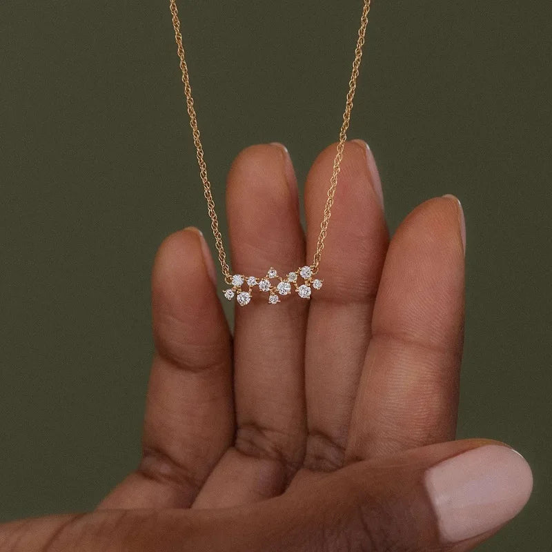 Lnkry Certified 4mm&2.5mm Moissanite Pendant Necklaces Sterling Silver 925 Necklace For Women Sparkling Jewelry