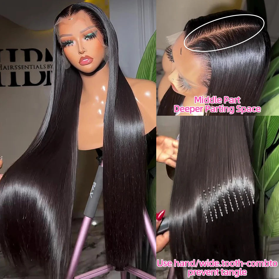 Rosabeauty 30 40 Inch Straight Human Hair Wigs HD Lace Wig 13x6 Human Hair Bone Straight Lace Frontal Human Hair Wigs For Women
