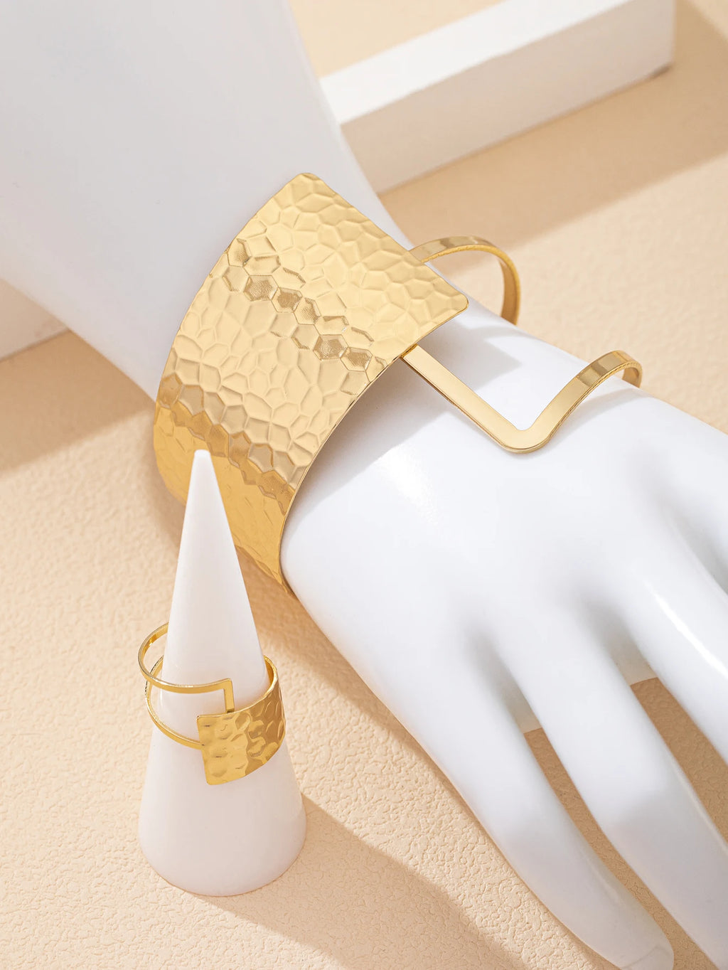 1 set of European and American style cross-border simple elegant versatile retro asymmetrical bracelet ring