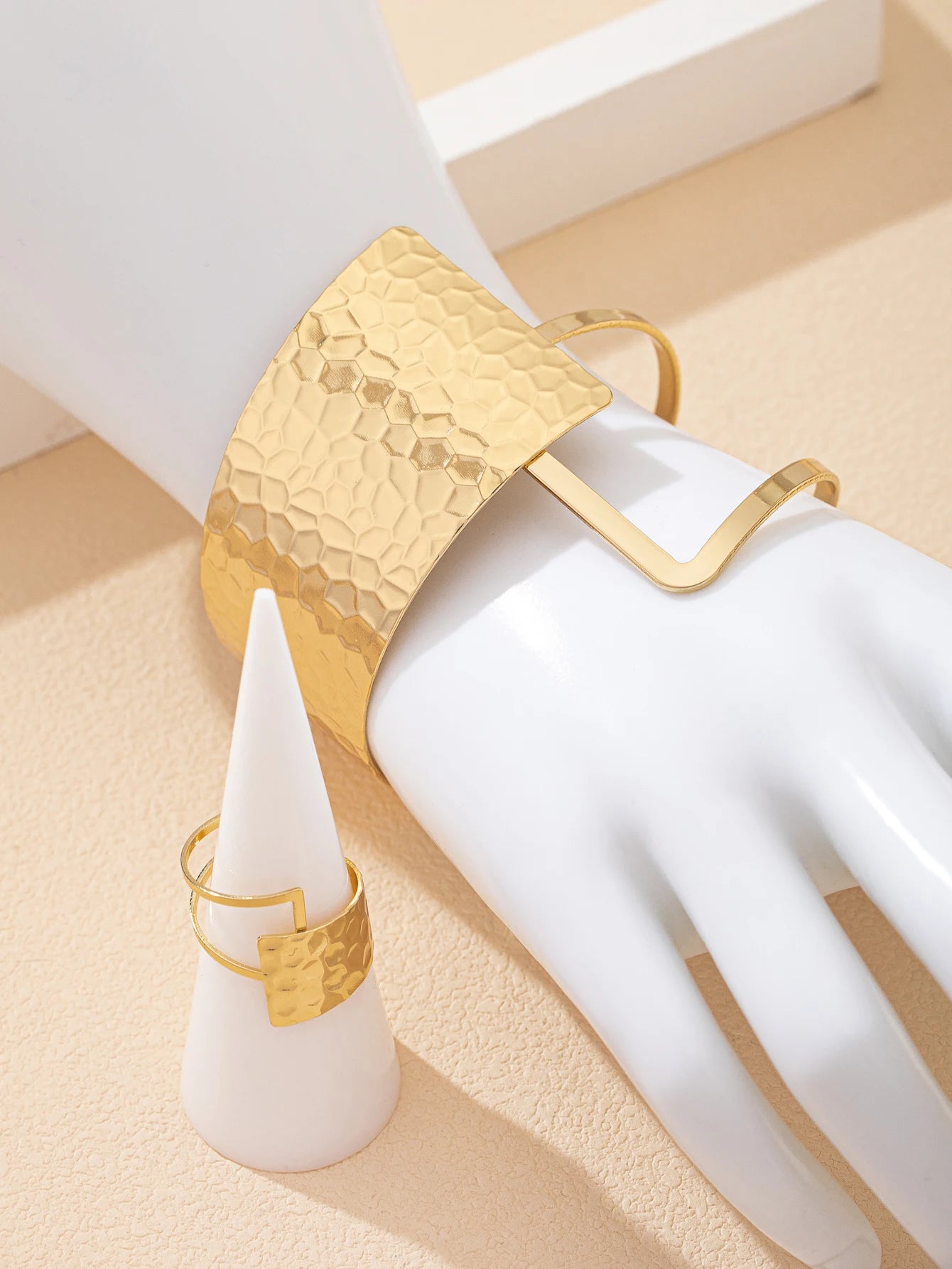 1 set of European and American style cross-border simple elegant versatile retro asymmetrical bracelet ring