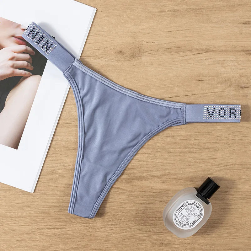 Erotic Thong Panties Female Lust Wind Traceless Ice Silk Ladies T Pants Hot Diamond Sexy Hot Briefs Female Panties Women