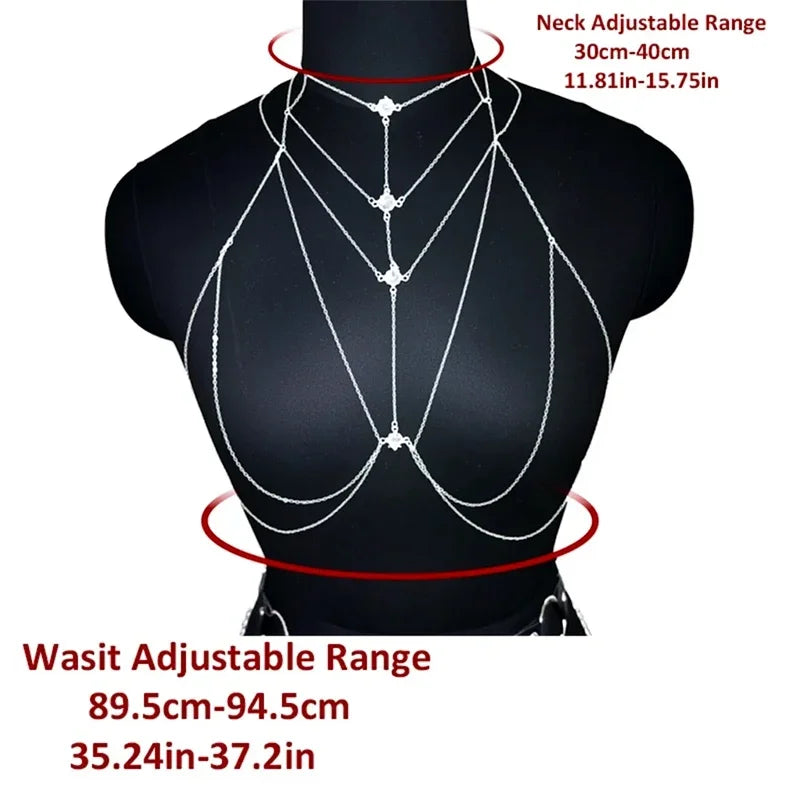 Ladies' Luxurious Body Chain, Diamond-Shaped with Square Rhinestones, Accentuating the Collarbone, Versatile and Fashionable Style