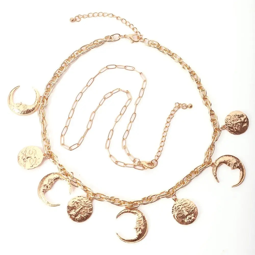 Fashion Multilayer Necklace Golden Geometry Metal Collarbone Chain Exquisite Women Jewelry Cowboy Cowgirl Choker Party