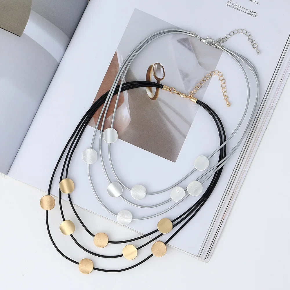 Fashionable Alloy Simple Collarbone Short Necklace Multi-layer Women's Niche High-end Sweater Chain Accessories