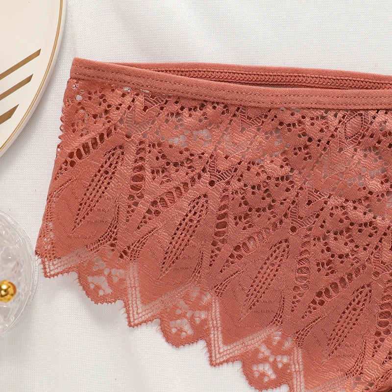 New Panties Women Lace Underwear Sexy Low-Waist Briefs Hollow Out G String Underpant Solid Comfortable Female Lingerie