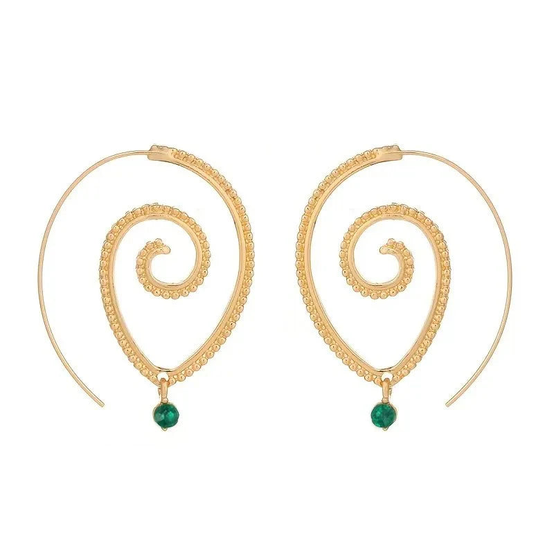 Huitan Bohemia Style Circle Shaped Dangle Earrings for Women New Fashion Design Girls Piercing Accessories Holiday Party Jewelry