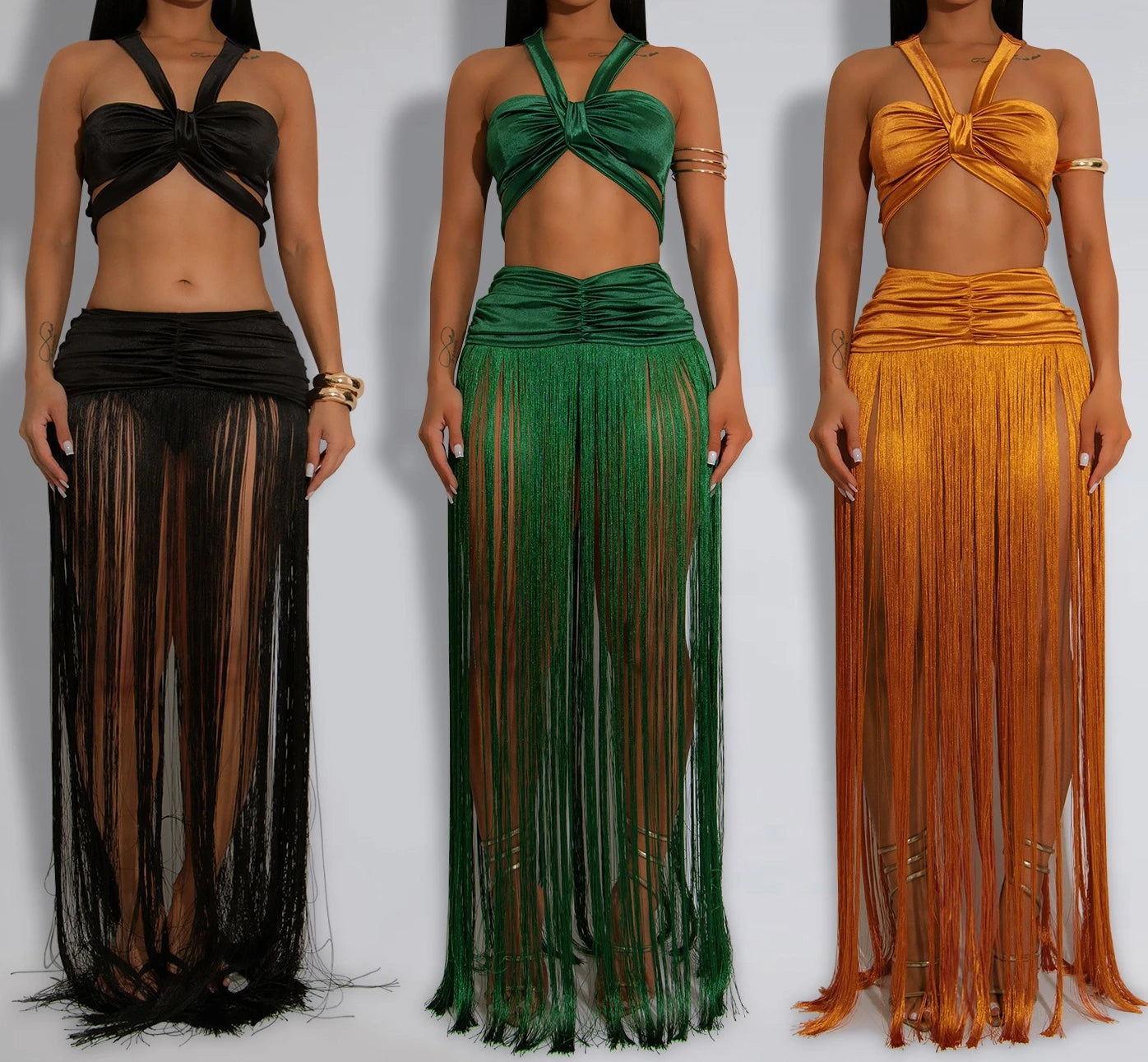 2 Piece set Womens Long Dresses Woman Clothes Bodycon Summer Elegant Party Dresses Tassel Evening Birthday Prom Dress HXY261 HXY