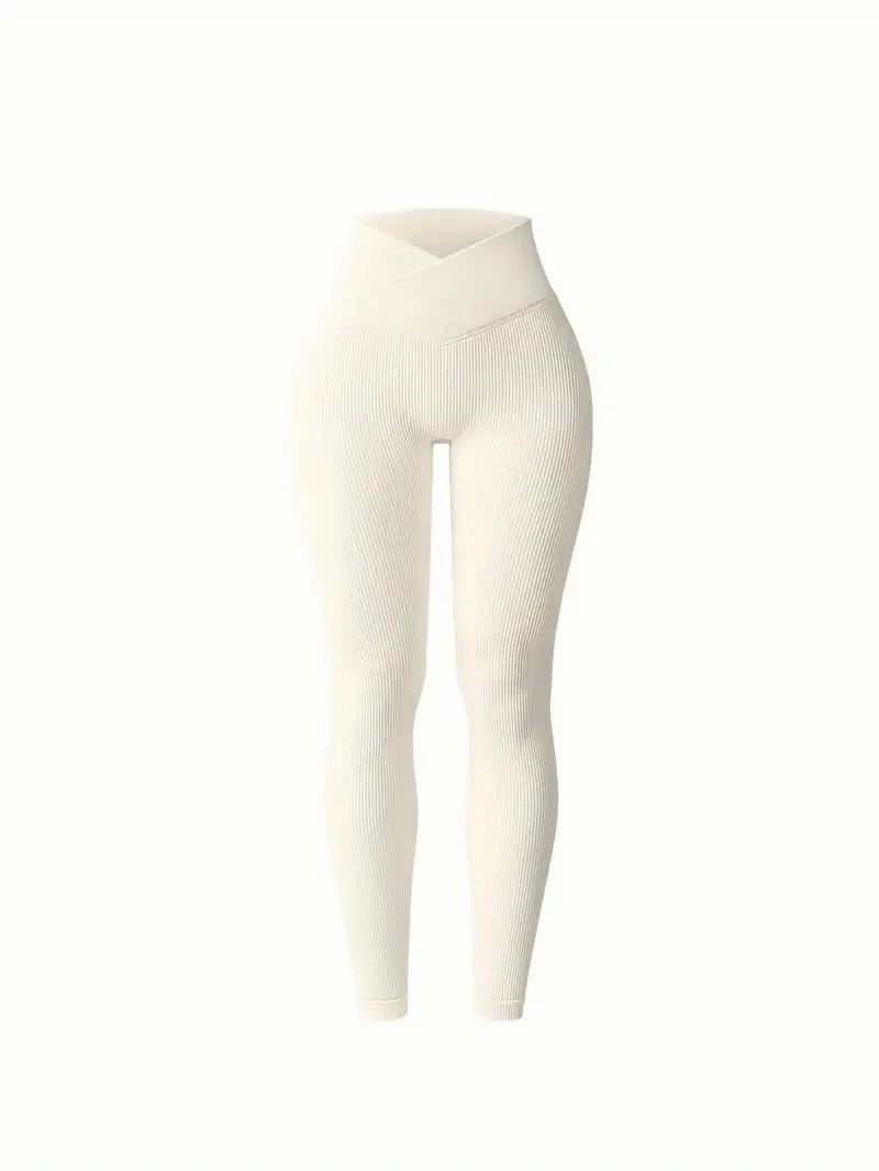 Women's Seamless High Waist Sports Fashion Casual Solid Color Soft Ribbed Trousers Sports Pants Yoga Pants Leggings