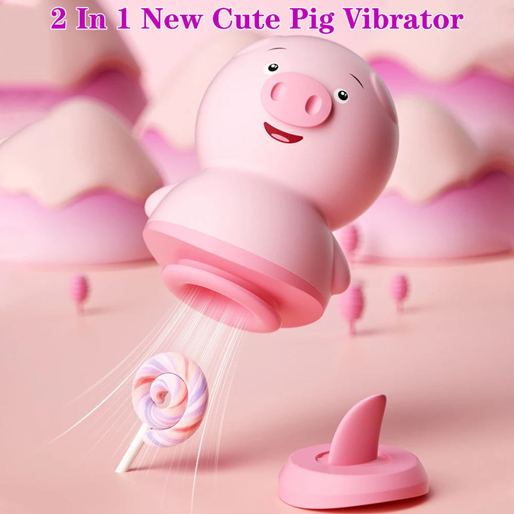 Sex Toys for Women Female Masturbator Cute Pig Nipple Massager Dual 6 Modes Tongue Licking Sucking Vibrator Clitoris Stimulator