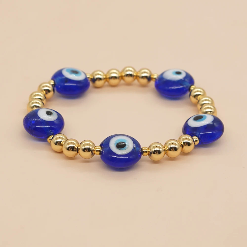 Go2boho Turkish Eye Bracelet Blue Big Eye Jewelry for Women Golden Plated Beads and Stylish Accessories Pulseras Femme