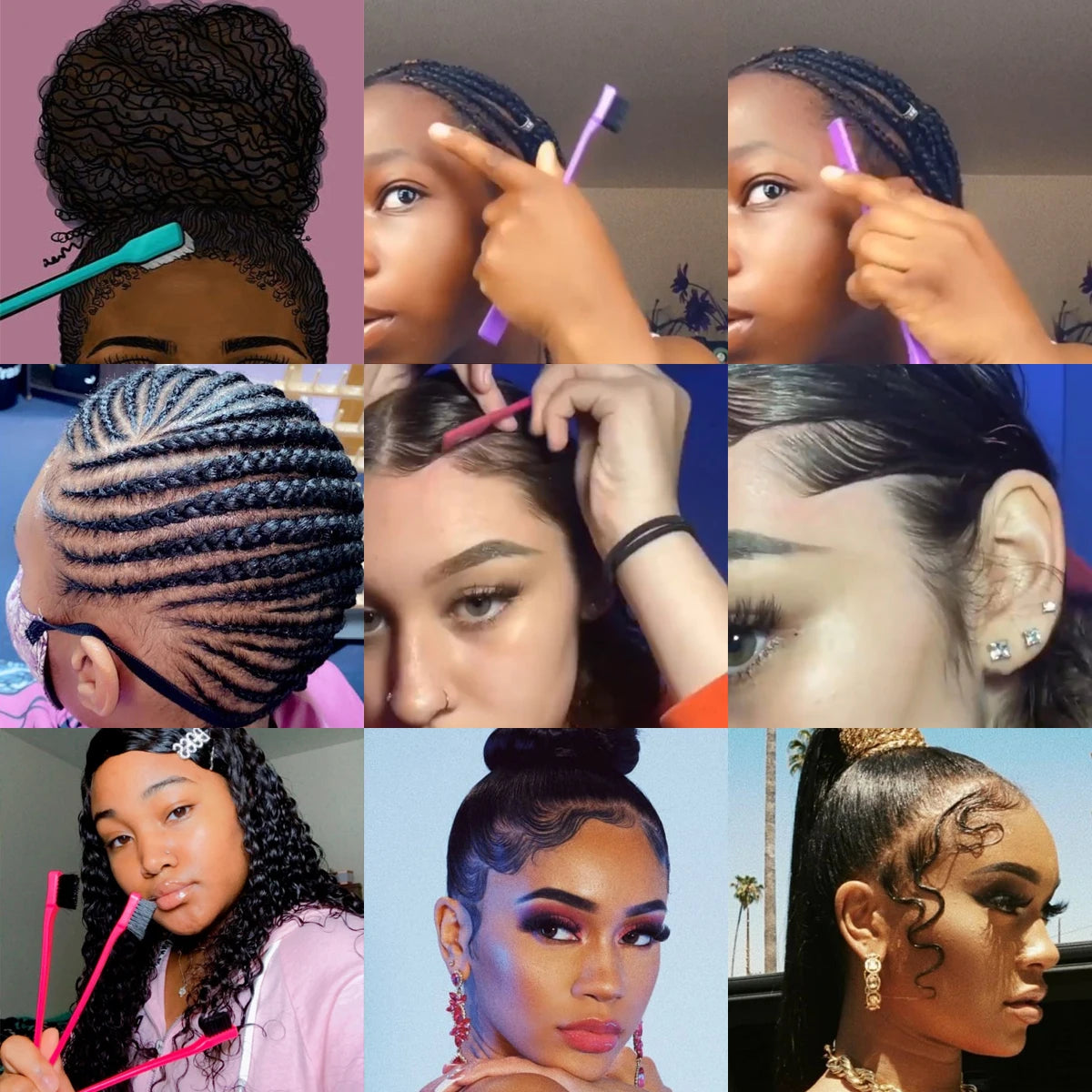 1Pc Random Color Edge Brush Comb Vendor Double Sided 2 in 1 For Hair Salon Hair Comb Brushes Beauty Tools Hairbrush