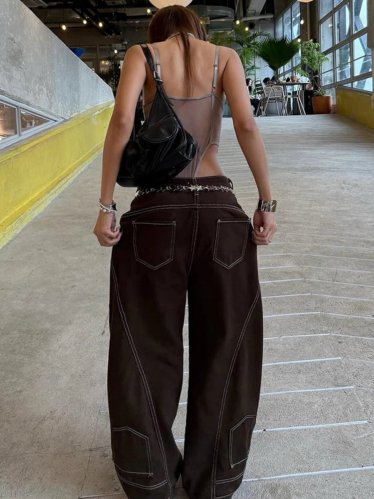 Sisterlinda Sexy See-Through Bodysuit for Women with Bow, Sleeveless, Low Neck, Backless, Midnight Street Clubwear, Stretch Skinny Trend Vest