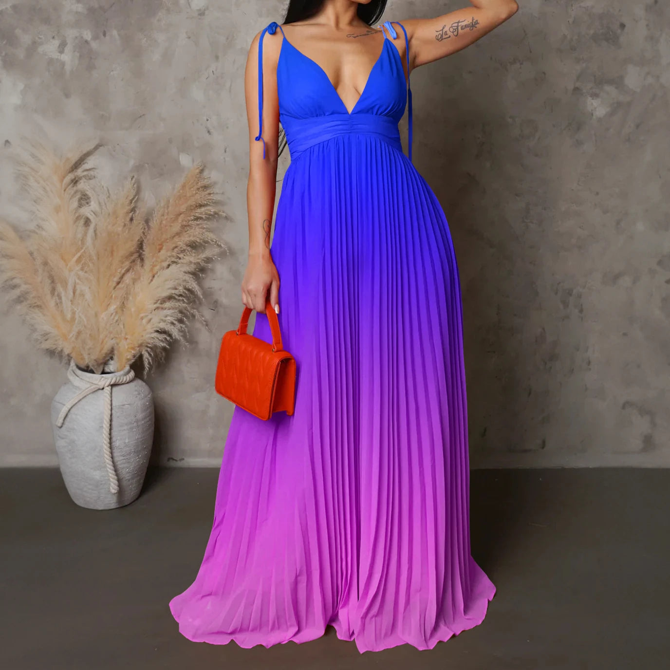 Women's Halter Dresses Sexy Drawstring Cocktail Party Dresses Gradient Summer Elegant Evening Dresses Fashion Long Prom Dress HY3