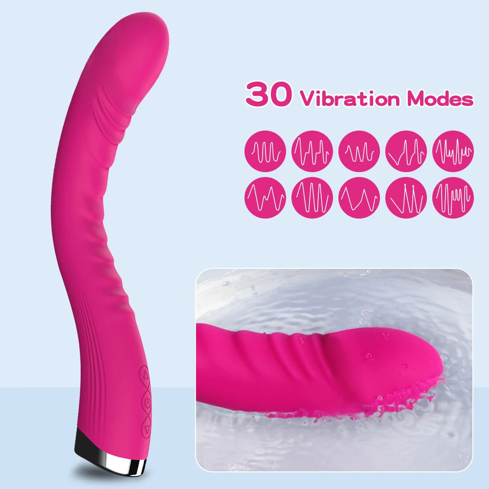 Long Vibrator Dildo Sex Toys for Women - Powerful Vibro Magic Wand Clitoris and G-Spot Stimulator - Female Masturbation Adult Goods