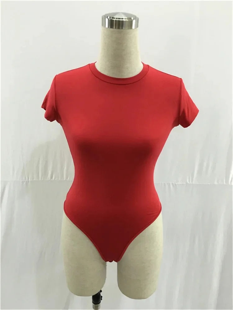 Polyester Fiber Short Sleeve Bodysuit Blouse One-Piece Suit Women's T-shirt Chinese Origin Fashionable Comfortable Fit Bodysuit