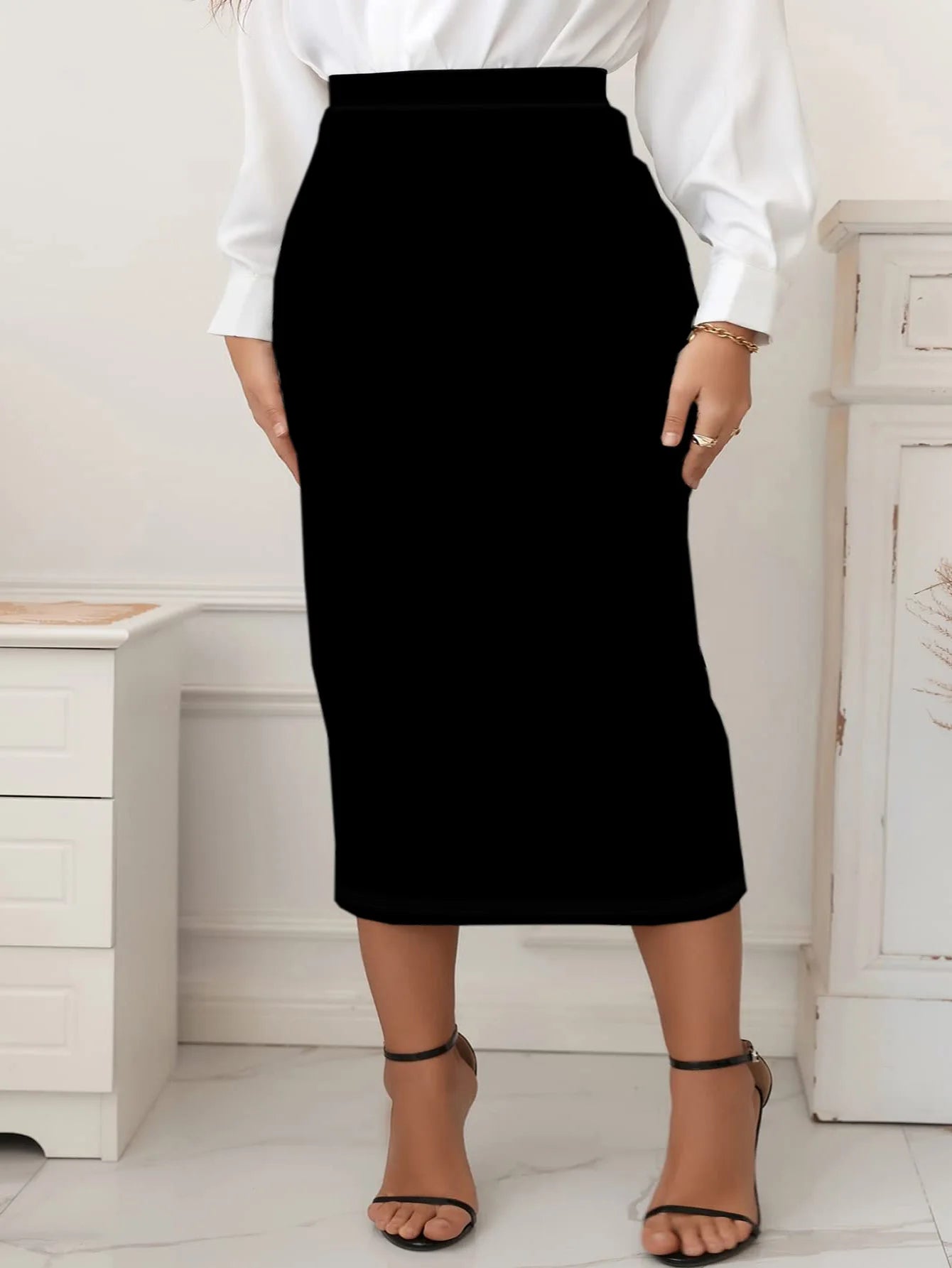 Spring and summer new plus size women's fashion temperament wind slit design solid color half-body skirt