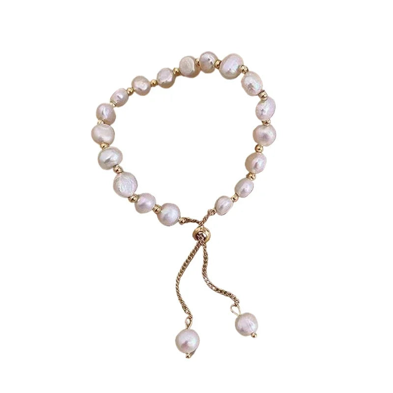 Elegant Baroque Pearl Beaded Bracelet for Woman Luxury Adjustable Bracelet Fashion Girl's Sweet Jewelry Birthday Party Gift