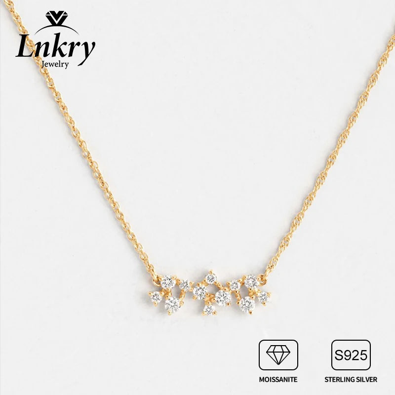 Lnkry Certified 4mm&2.5mm Moissanite Pendant Necklaces Sterling Silver 925 Necklace For Women Sparkling Jewelry