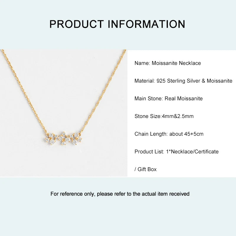 Lnkry Certified 4mm&2.5mm Moissanite Pendant Necklaces Sterling Silver 925 Necklace For Women Sparkling Jewelry
