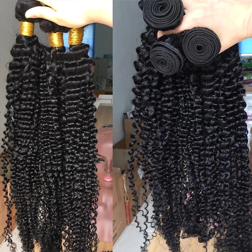 15A Raw Indian Hair Bundles Deal Deep Wave Bundle Kinky Curly Human Hair Extensions Loose Deep Wave Water Wave For Black Women