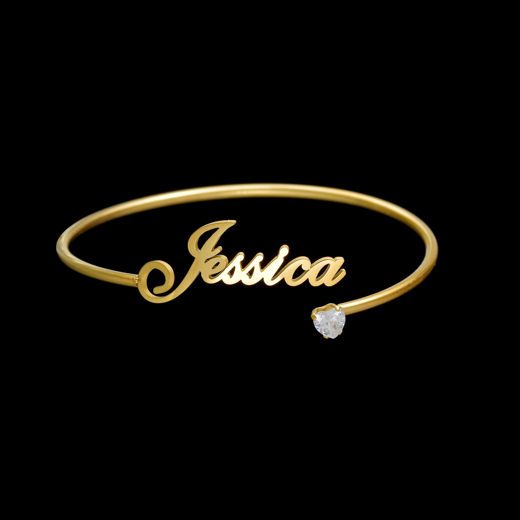 Acheerup Personalized Name Open Size Bangle for Women Men Stainless Steel Custom Butterfly Heart Bracelet Couple Jewelry Gift