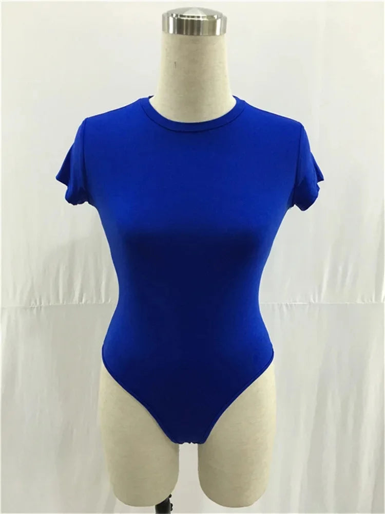 Polyester Fiber Short Sleeve Bodysuit Blouse One-Piece Suit Women's T-shirt Chinese Origin Fashionable Comfortable Fit Bodysuit