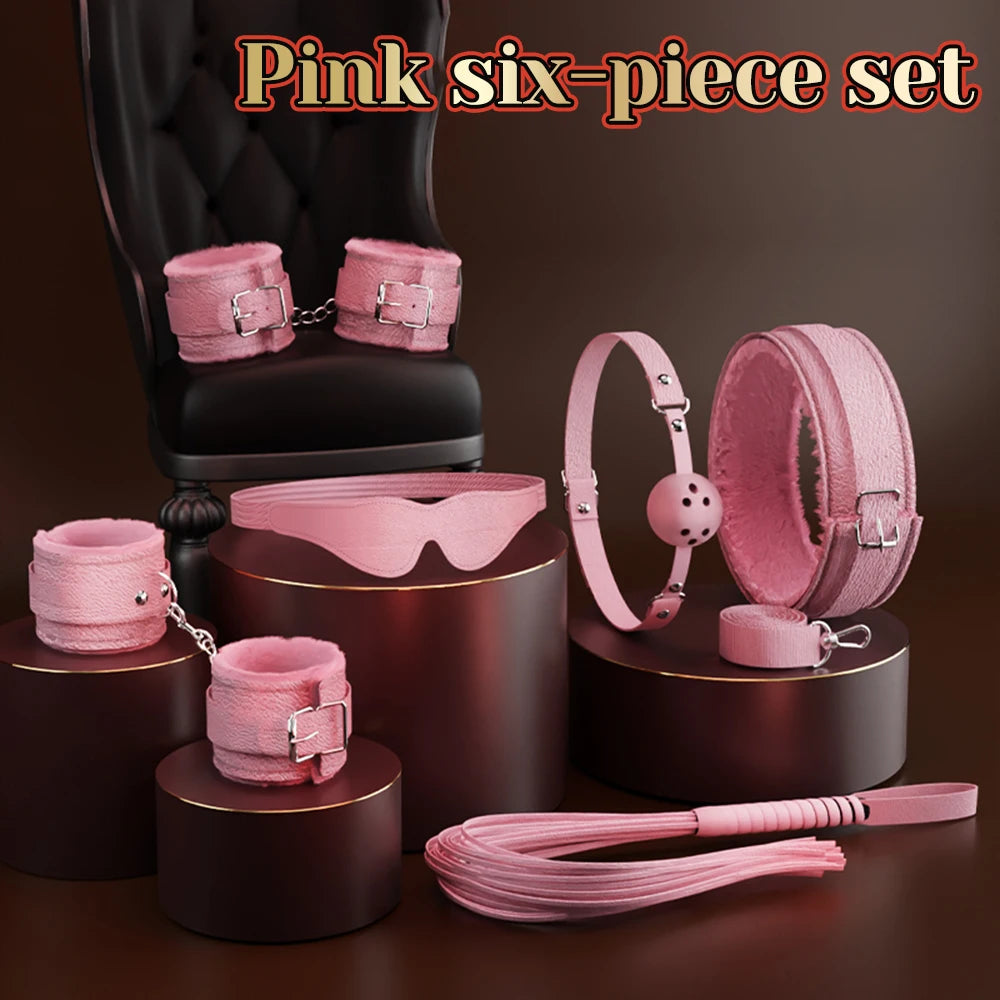 Sex Toys For Women Couples Handcuffs Set BDSM Bondage Gear Bed Restraints Rope Strap Adult Game Wrists Neck Cuffs & Eye Mask