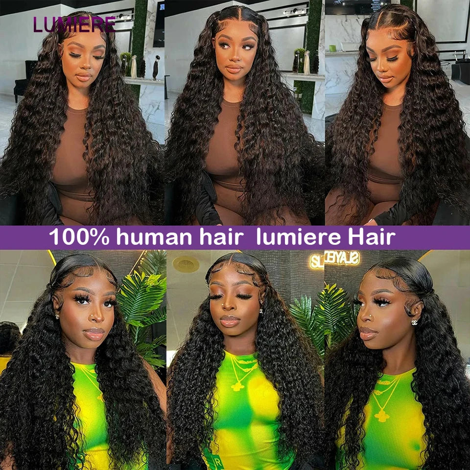 Virgin Raw Afro Kinky Deep Water Curly Wave Bundle With HD Lace Closure Frontal 3/4 Bundle With Frontal Raw Human Hair Extension