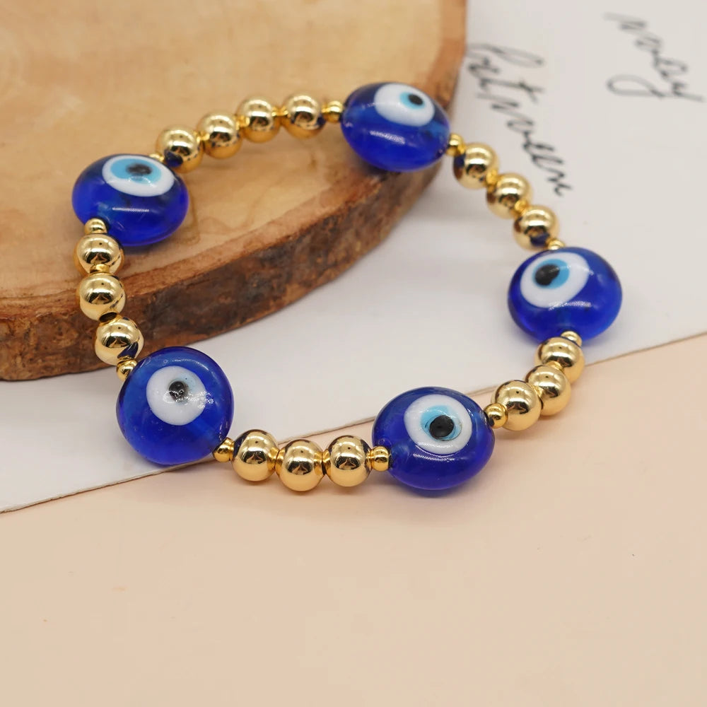 Go2boho Turkish Eye Bracelet Blue Big Eye Jewelry for Women Golden Plated Beads and Stylish Accessories Pulseras Femme