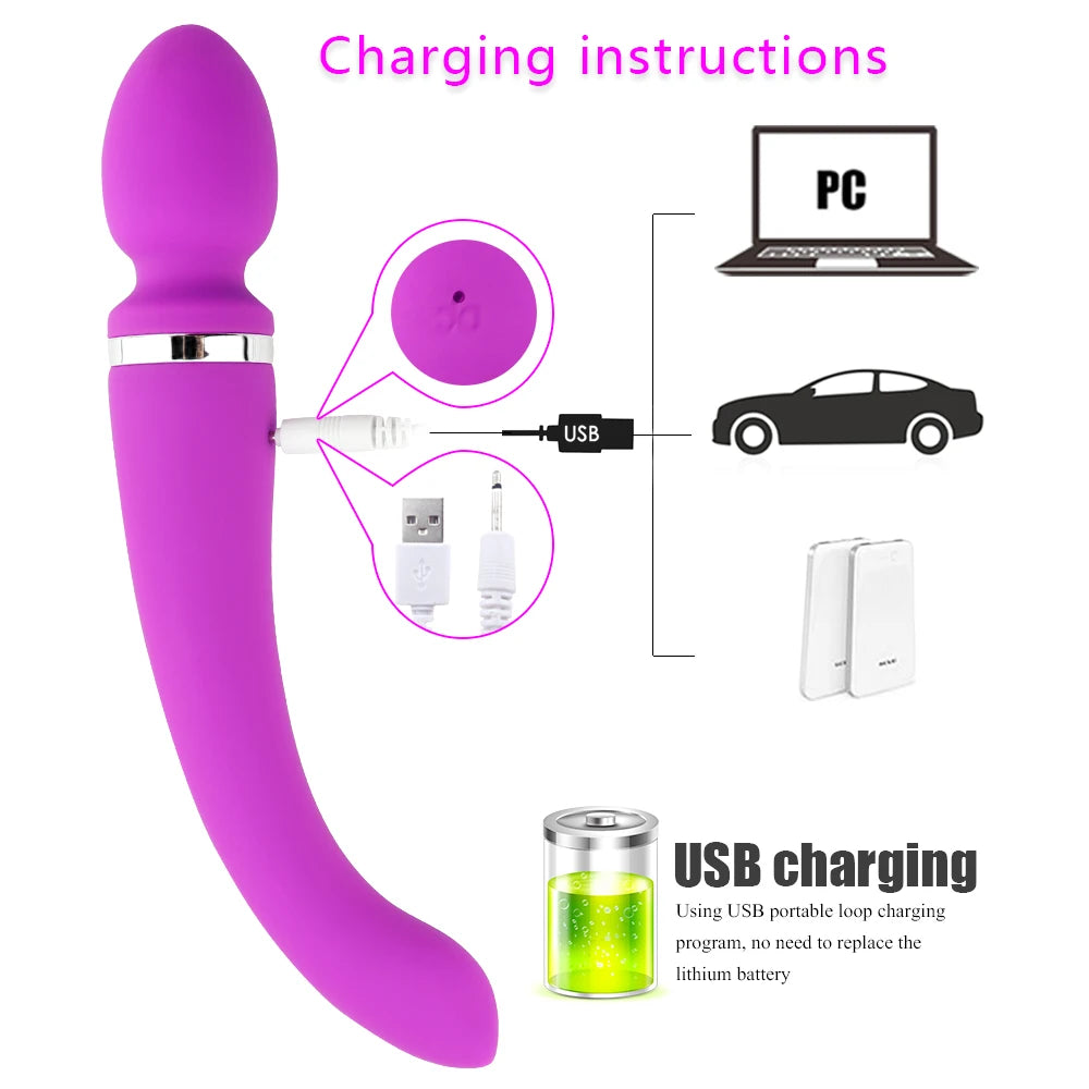 Sex Toys for Adults Dual Vibrator Wand Massager Dildo Vibrator Waterproof G-Spot Clitoris Anal Stimulator Sex Toys for Women